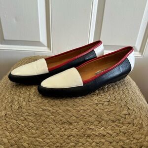 81st&Park White, Navy & Red Leather Loafers